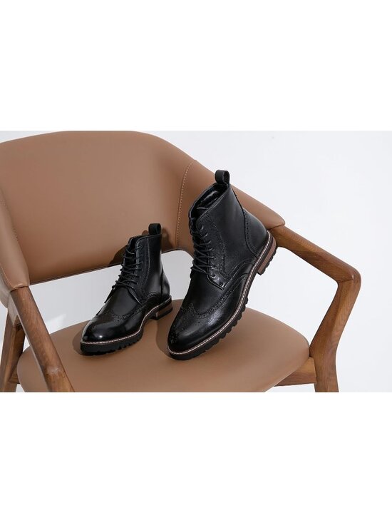 Men\'s Black Boots Premium Leather Cap Toe Casual Boots Chukka Dress Boots main image 5
